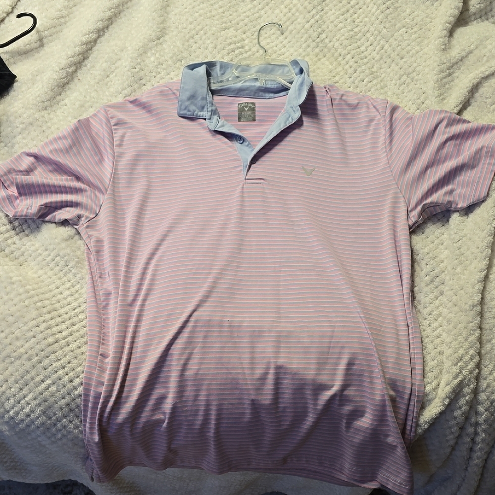 Men's Pink Striped Polo Shirt Callaway